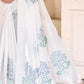 White & Blue Muga Cotton Saree with Woven Pallu & All Over Butti work