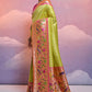 Avocado Green Woven Paithani Silk Saree with Meenakari Zari Woven Border