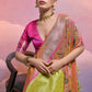 Avocado Green Woven Paithani Silk Saree with Meenakari Zari Woven Border