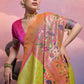 Avocado Green Woven Paithani Silk Saree with Meenakari Zari Woven Border