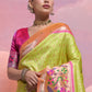 Avocado Green Woven Paithani Silk Saree with Meenakari Zari Woven Border