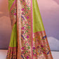Avocado Green Woven Paithani Silk Saree with Meenakari Zari Woven Border