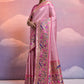 Taffy Pink Woven Paithani Silk Saree with Meenakari Zari Woven Border