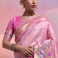 Taffy Pink Woven Paithani Silk Saree with Meenakari Zari Woven Border