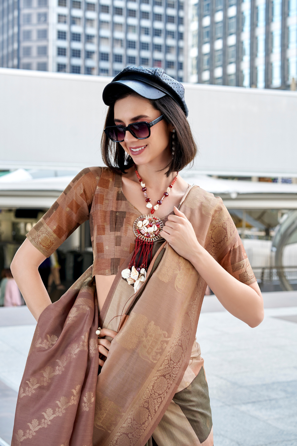 Handloom Modal Silk with Pichwai Digital Print & Zari Weaving - LaVante Fashion