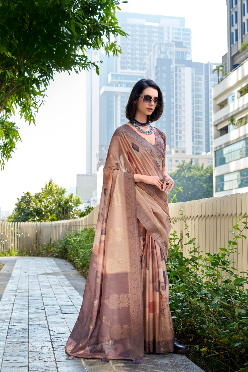 Handloom Modal Silk with Pichwai Digital Print & Zari Weaving - LaVante Fashion