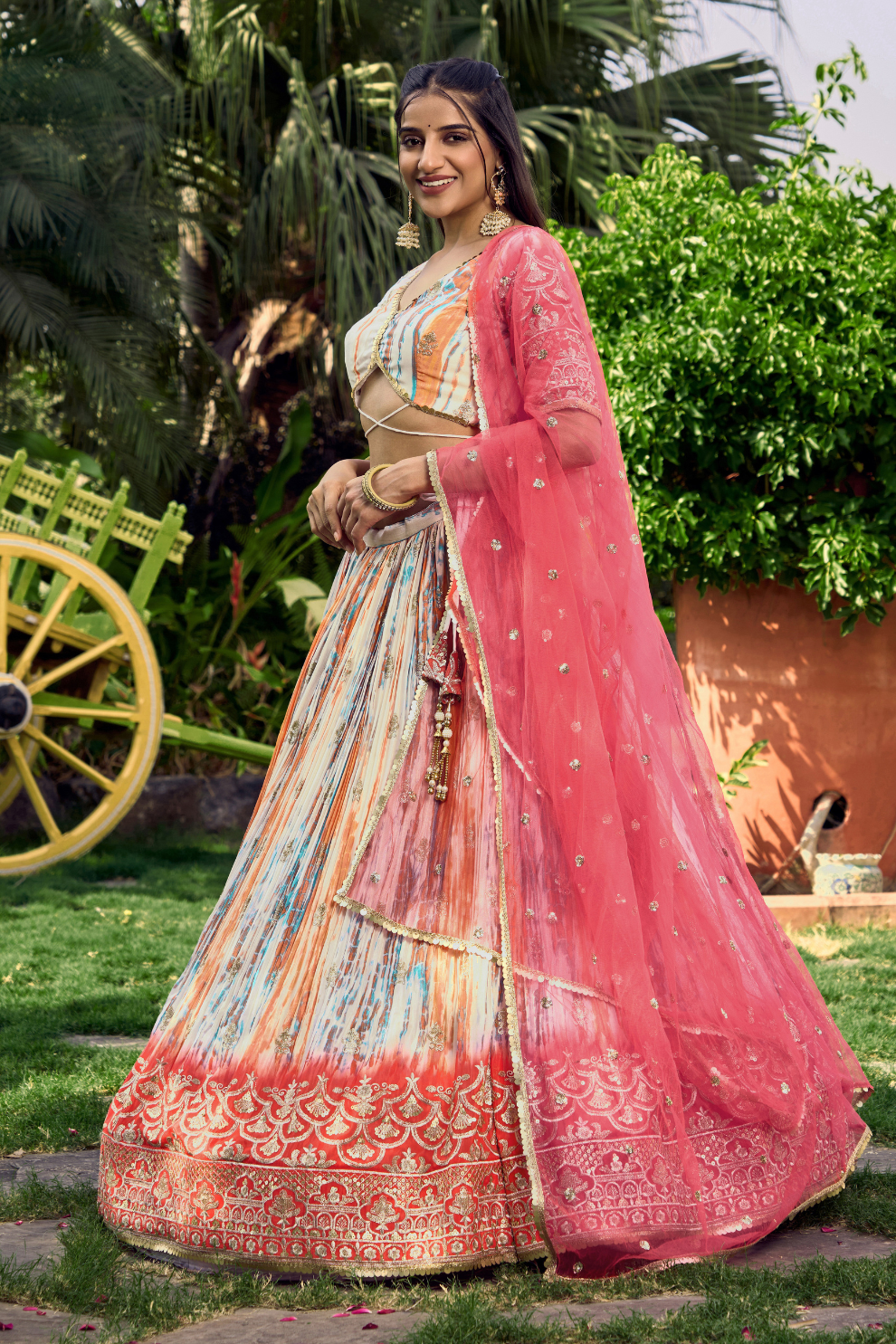 Digital Printed Lehenga Set with Sequins & Zari Embroidery