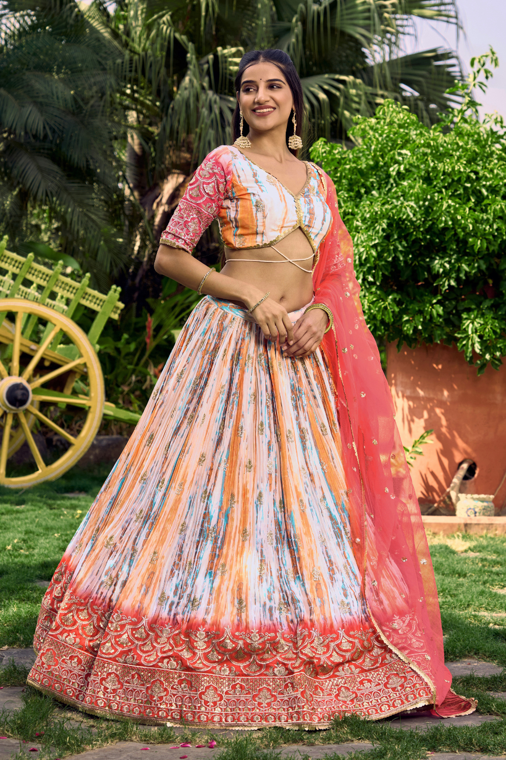 Digital Printed Lehenga Set with Sequins & Zari Embroidery