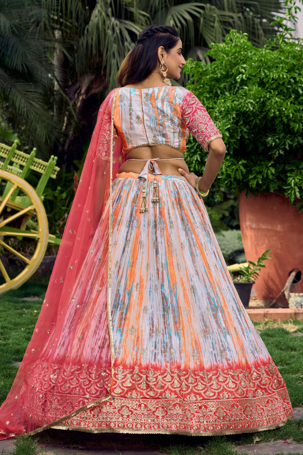 Digital Printed Lehenga Set with Sequins & Zari Embroidery