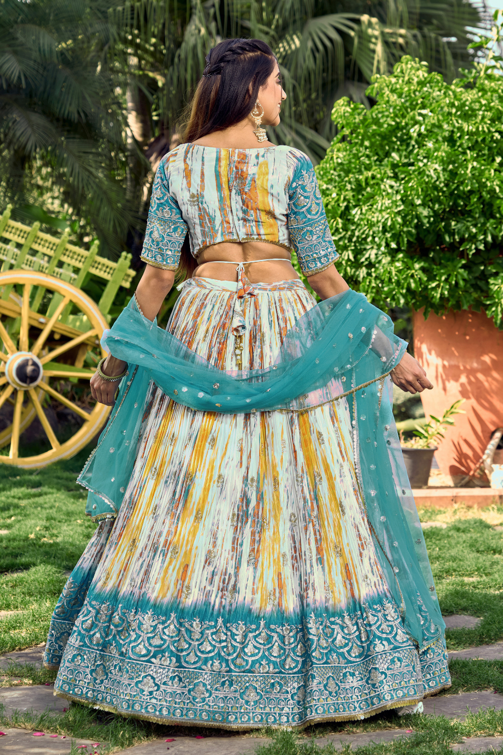 Digital Printed Lehenga Set with Sequins & Zari Embroidery