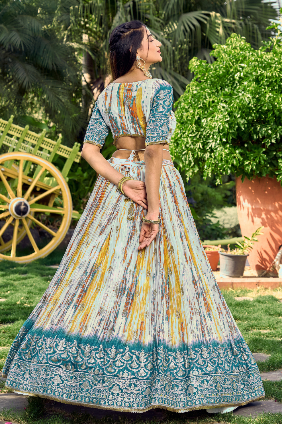 Digital Printed Lehenga Set with Sequins & Zari Embroidery