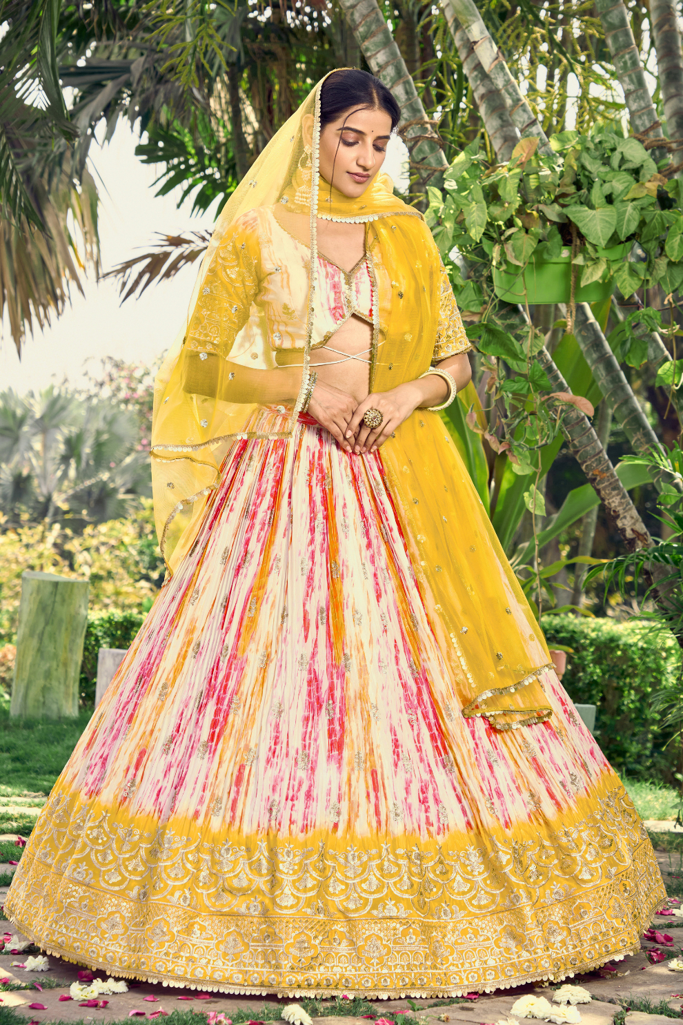 Digital Printed Lehenga Set with Sequins & Zari Embroidery