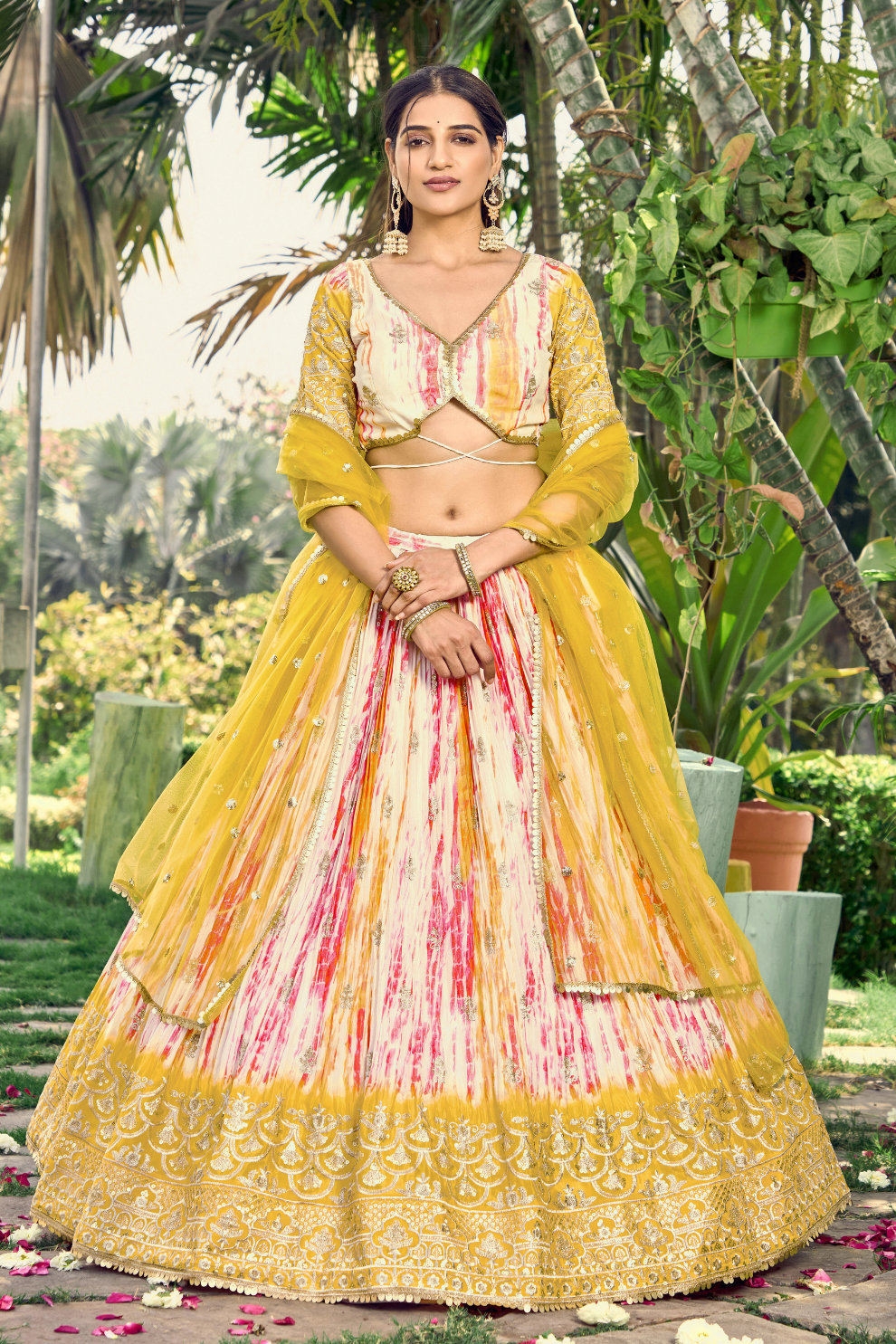 Digital Printed Lehenga Set with Sequins & Zari Embroidery
