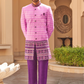 Pink Anarkali Dress and Navy Blue Printed Kurta Set for Couple - LaVante Fashion