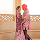 Peach Floral Printed Anarkali Dress & Men's Kurta-Coat Set – Couple Outfit