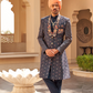 Navy Blue Anarkali Dress & Men's Kurta-Coat Set – Couple Outfit