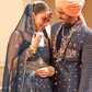 Navy Blue Anarkali Dress & Men's Kurta-Coat Set – Couple Outfit
