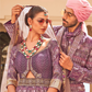 Plum Printed Anarkali Dress & Men's Kurta-Coat Set – Couple Outfit