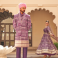 Plum Printed Anarkali Dress & Men's Kurta-Coat Set – Couple Outfit