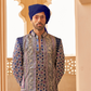 Blue Printed Anarkali Dress & Men's Kurta-Coat Set – Couple Outfit