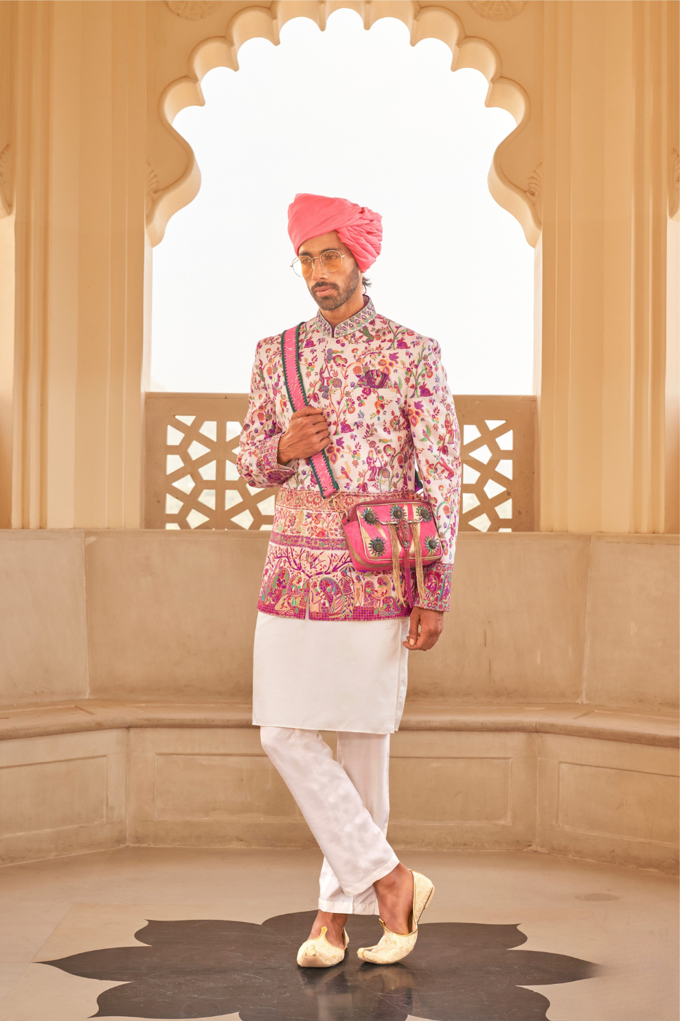 Elegant White Floral Anarkali Dress & Men's Kurta-Coat Set – Couple Outfit