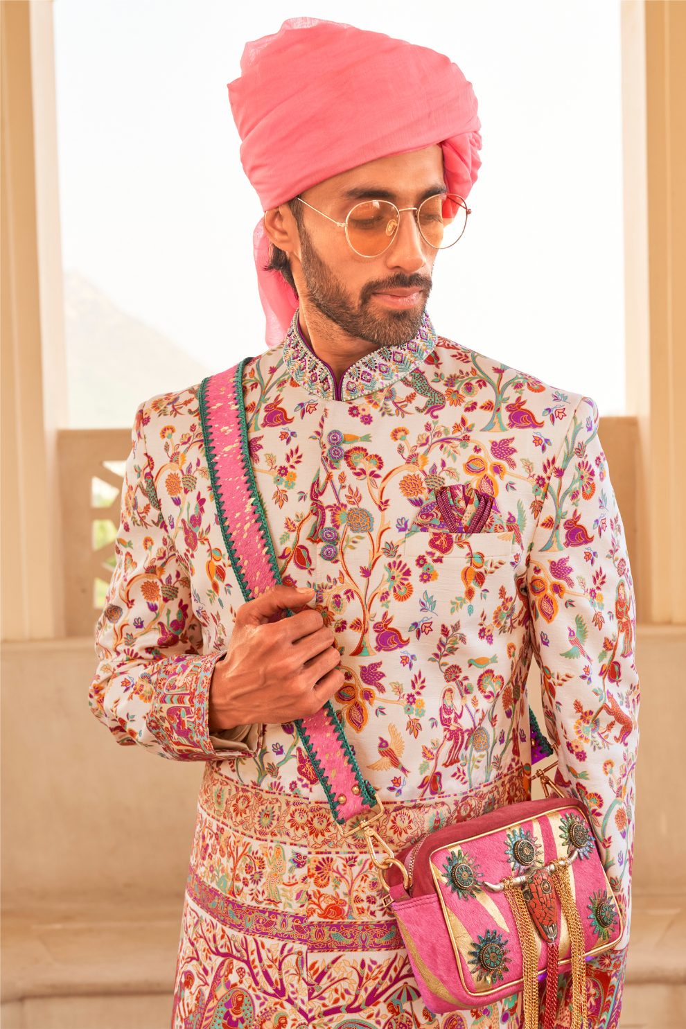 Elegant White Floral Anarkali Dress & Men's Kurta-Coat Set – Couple Outfit