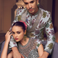 Ethnic Purple Printed Skirt & Kurta Jacket Set for Couple