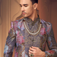 Ethnic Grey Printed Skirt & Kurta Jacket Set for Couple
