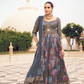 Ethnic Grey Printed Skirt & Kurta Jacket Set for Couple