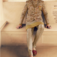 Ethnic Beige Printed Skirt & Kurta Jacket Set for Couple