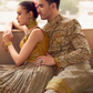Ethnic Beige Printed Skirt & Kurta Jacket Set for Couple