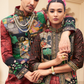 Ethnic Red Printed Skirt & Kurta Jacket Set for Couple