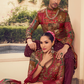 Ethnic Maroon Printed Skirt & Kurta Jacket Set for Couple