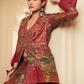 Ethnic Maroon Printed Skirt & Kurta Jacket Set for Couple