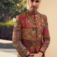 Ethnic Maroon Printed Skirt & Kurta Jacket Set for Couple