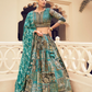 Ethnic Blue Printed Skirt & Kurta Jacket Set for Couple