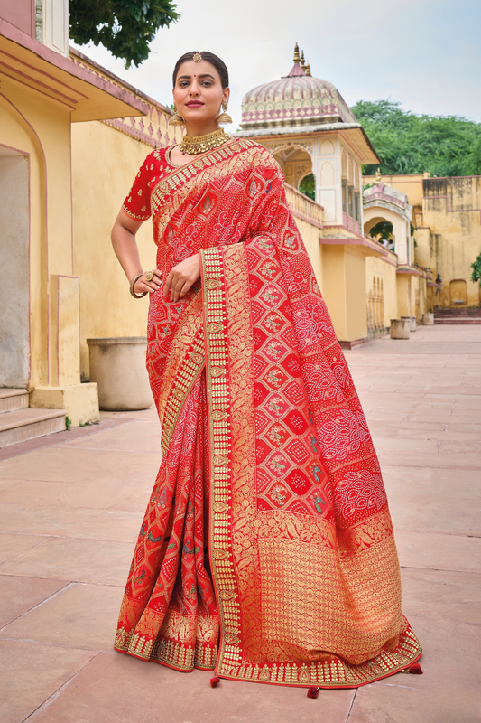 Pure Dola Silk Saree with Timeless Gota Patti Embroidery Elegance