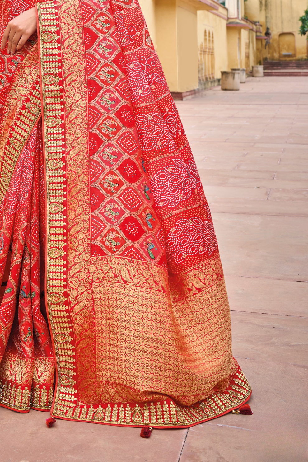 Pure Dola Silk Saree with Timeless Gota Patti Embroidery Elegance