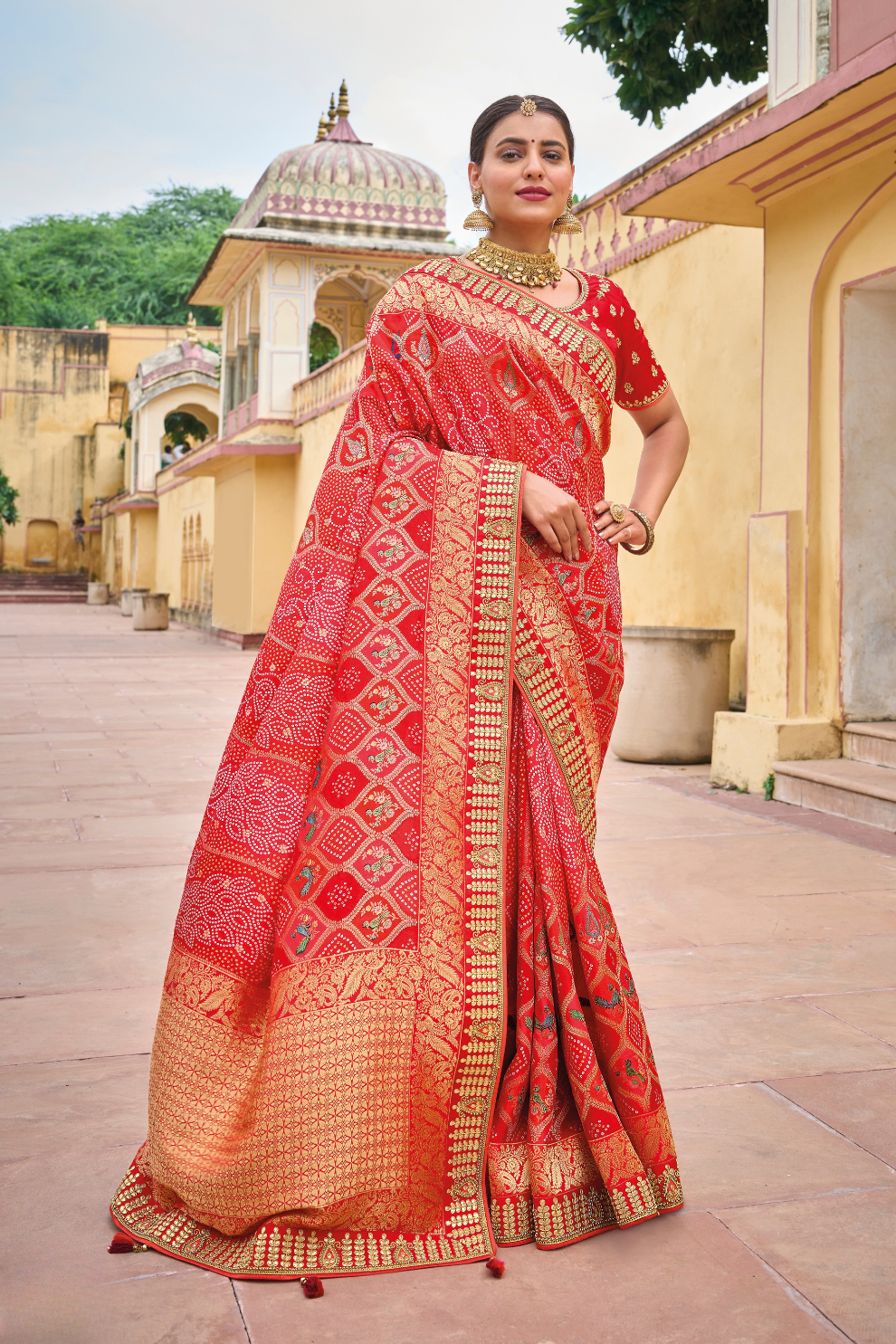 Pure Dola Silk Saree with Timeless Gota Patti Embroidery Elegance