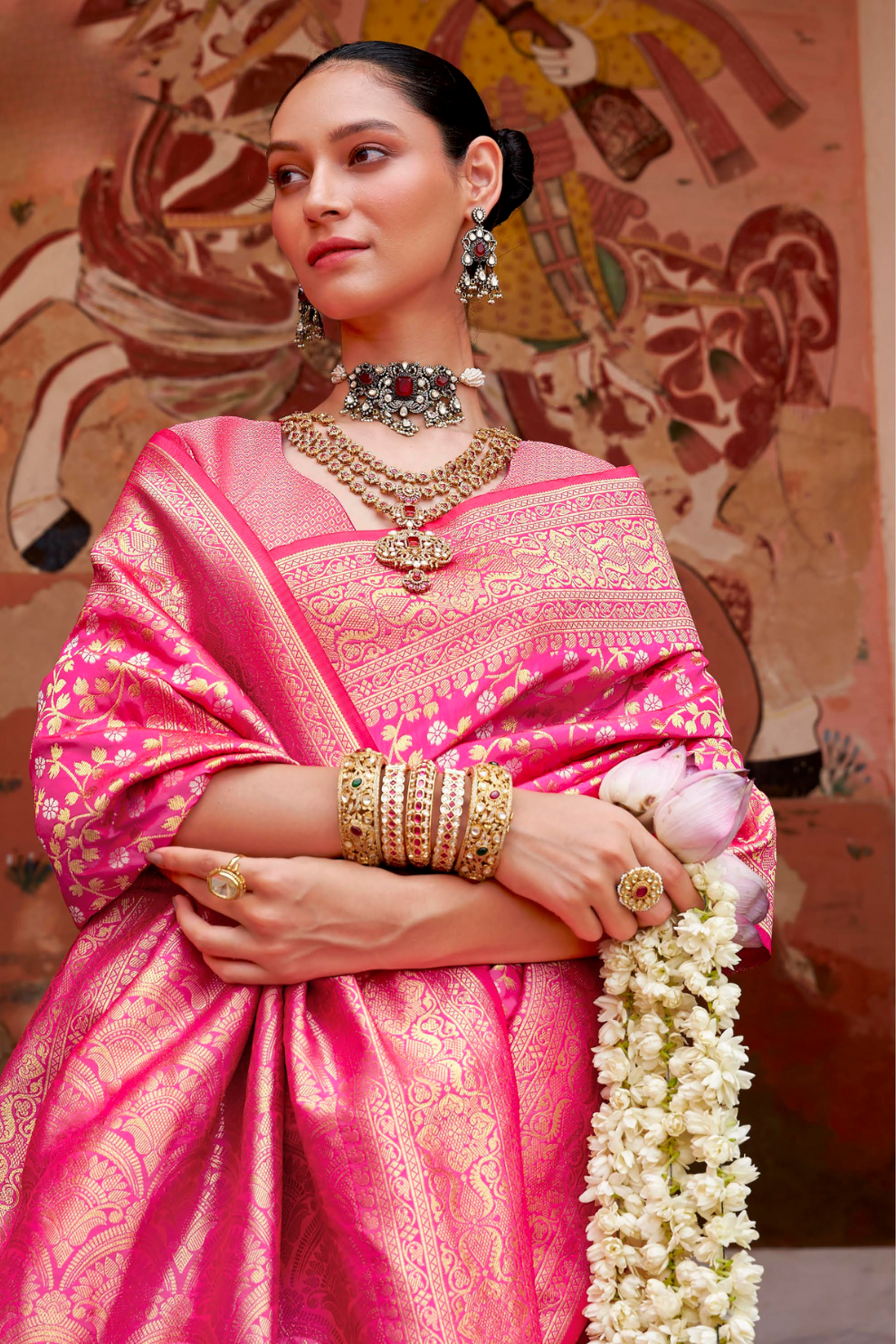 Banarasi P.V. Silk Saree with Exclusive Weaving Jaal Design - LaVante Fashion