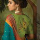 Teal Elegance Brasso Saree with Intricate Thread & Zari Work