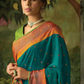Teal Elegance Brasso Saree with Intricate Thread & Zari Work