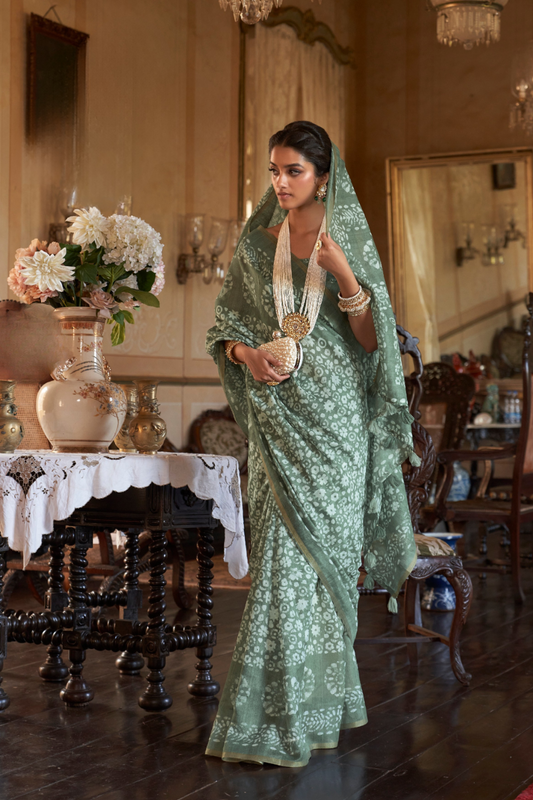 Graceful Bagru Cotton Saree with Dabu Zari Design