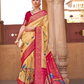 Banarasi Silk Blend Saree Featuring Grey Peacock Design