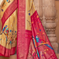 Banarasi Silk Blend Saree Featuring Grey Peacock Design