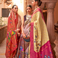 Banarasi Silk Blend Saree Featuring Grey Peacock Design