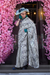 Contemporary Print Satin Crepe Saree with Chic Glossy Drape
