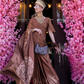 Contemporary Print Satin Crepe Saree with Chic Glossy Drape
