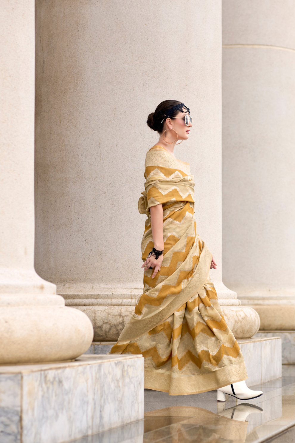 Cotton Linen Silk Saree with Subtle Texture - LaVante Fashion