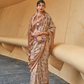 Printed Silk Blend Saree with Artistic Traditional Motifs